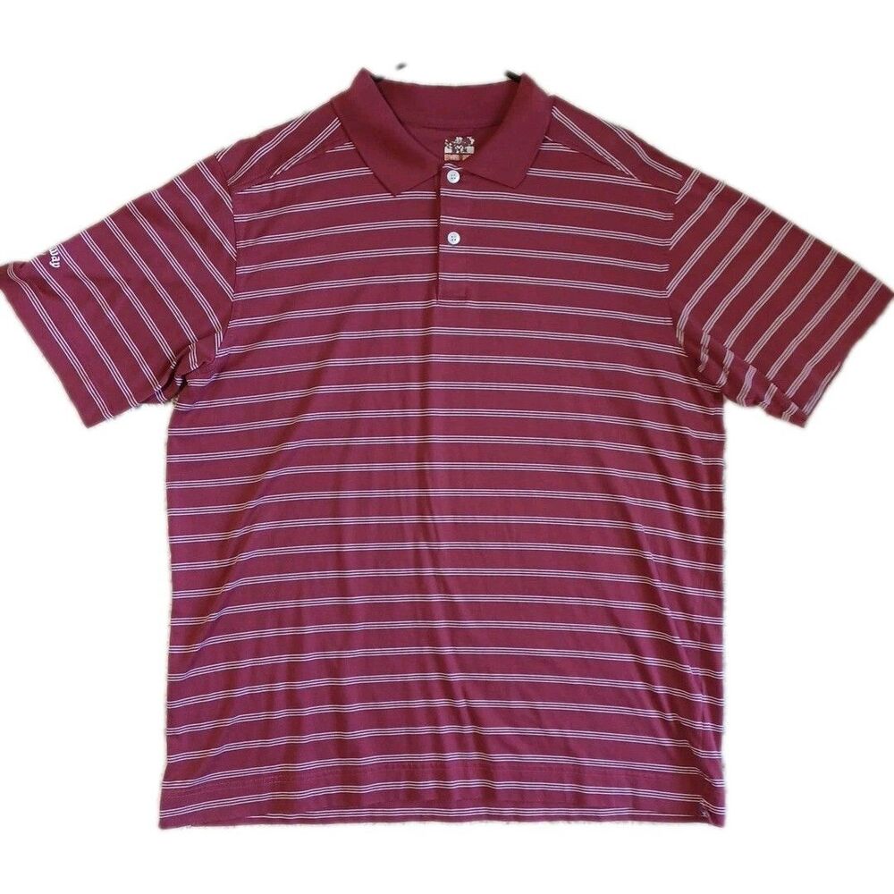 Callaway C-Tech Classic Golf Polo Shirt Men’s XL Moisture Wicking Striped Red